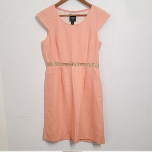 J. Crew Pink 100% Linen Suiting Sheath Dress Sz 4